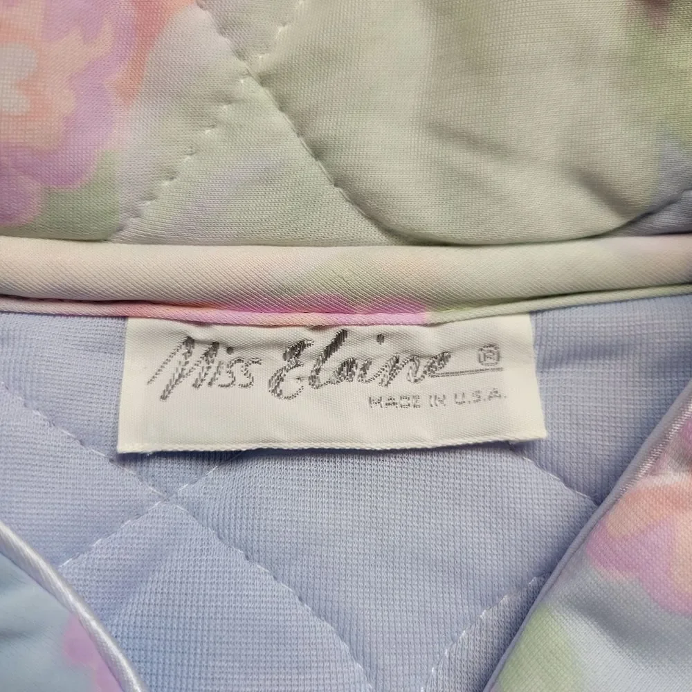Miss Elaine Vintage Button Down Floral Quilted Robe Pastel